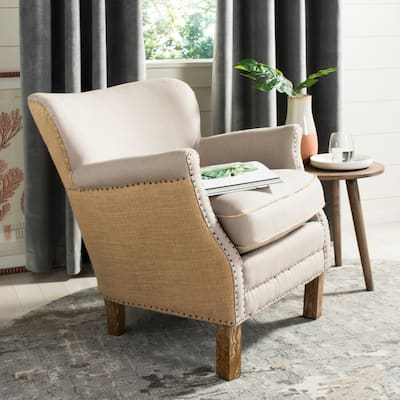 SAFAVIEH Jenny Beige/ Tan Arm Chair - 26.6" x 28.9" x 29.3"