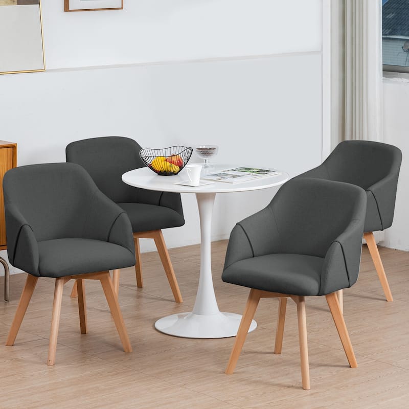 Upholstered Swivel Dining Chairs Set of 2 with Solid Wood Legs - 33.1" H x 21.5" W x 22.5" D