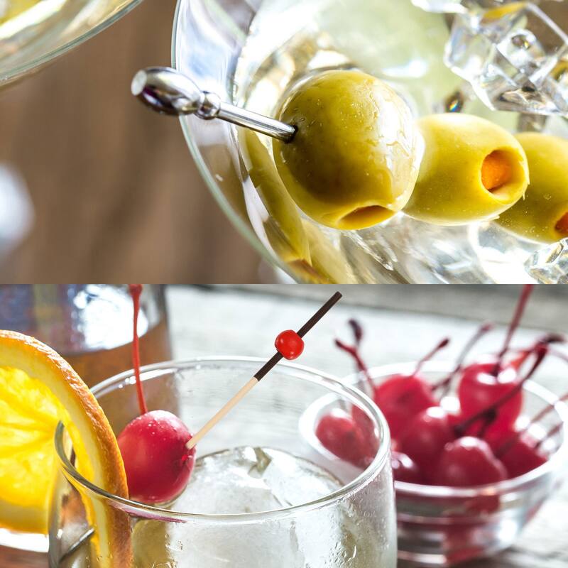 Bamboo Cocktail Toothpicks Heart Drink Fruit Picks Cocktail Skewers 100Pcs - Blue - 4.72"