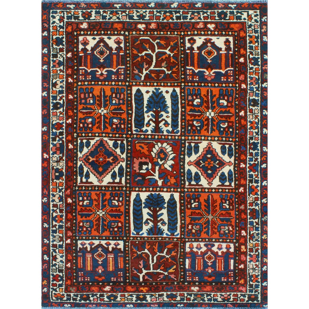 Fine Vintage Bakhtiari Kendrick Eggplant/Ivory Rug - 4'2" x 6'0"