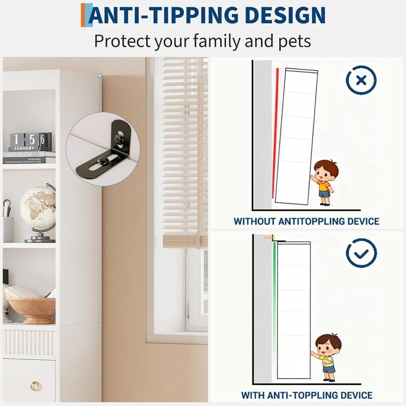 70.8 Inch 6 Tier Fluted Bookshelf Storage Drawers Bookcase for Living Room, Office, Bedroom