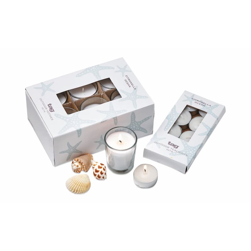 Citro Ocean Tealights Set Of 8 Scented Candles With Notes Of Fresh Aloe Melon And Woody Florals 3Hr Burn Time Home Decor - White