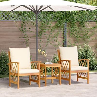 vidaXL Patio Furniture Set Patio Table and Chairs Dining Set Solid Acacia Wood - 23.2 x 26.4 x 32.7 in