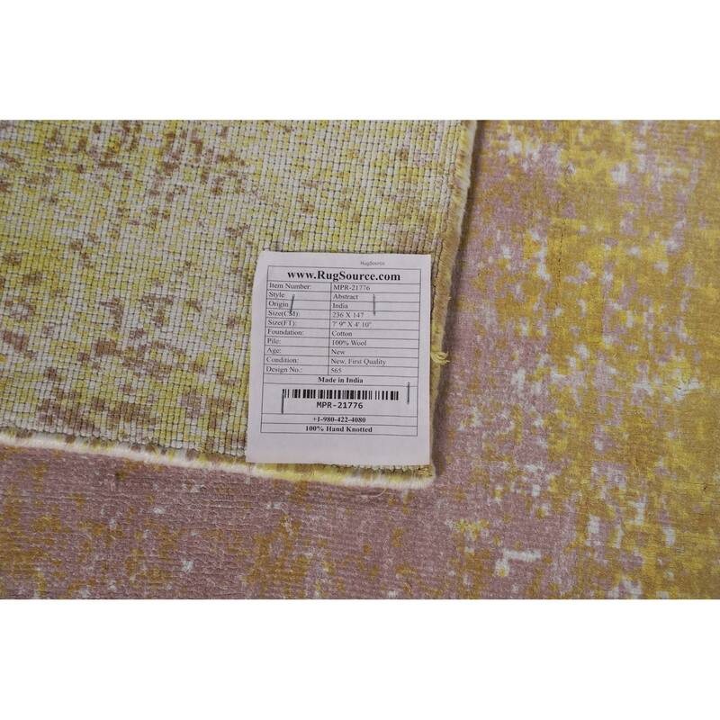 All-Over Abstract Modern Area Rug Hand-Knotted Wool Carpet - 4'10"x 7'9"