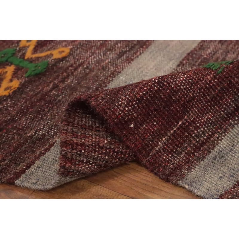 Hand Woven Oriental 100% Wool Carpet Southwestern Tribal Multi-Colored Kilim Area Rug - 9' 8'' X 5' 4''