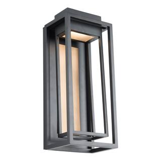 Dorne 14in LED Indoor or Outdoor Wall Light 3000K Black Aged Brass