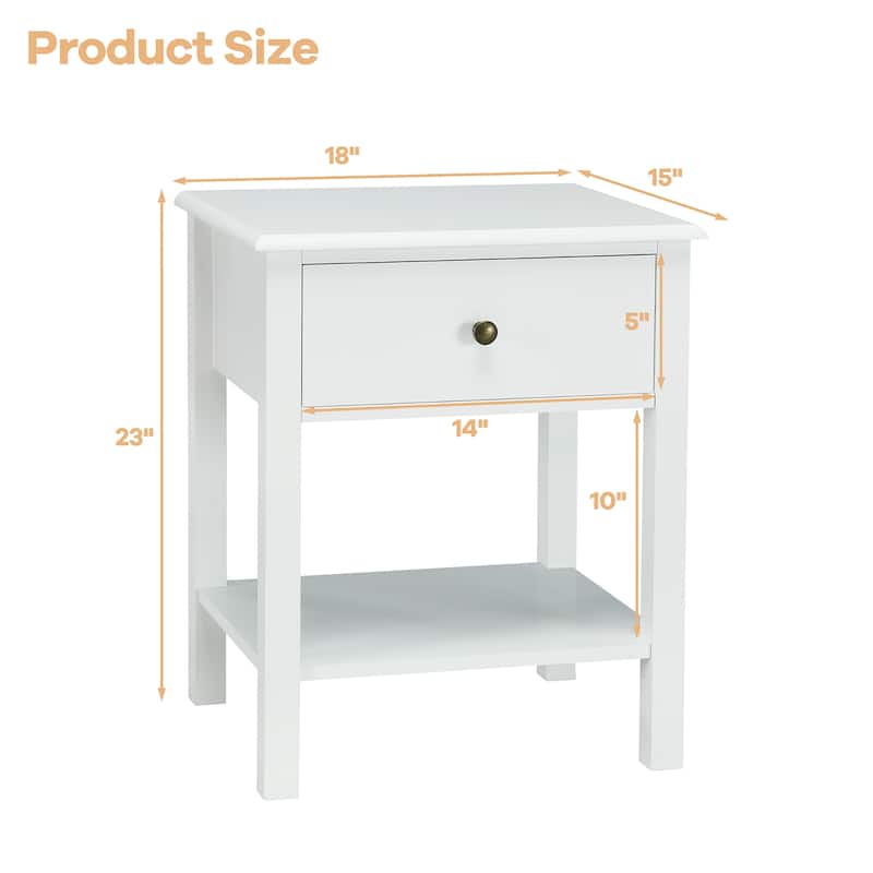 Modern End Table Nightstand with Storage Drawer