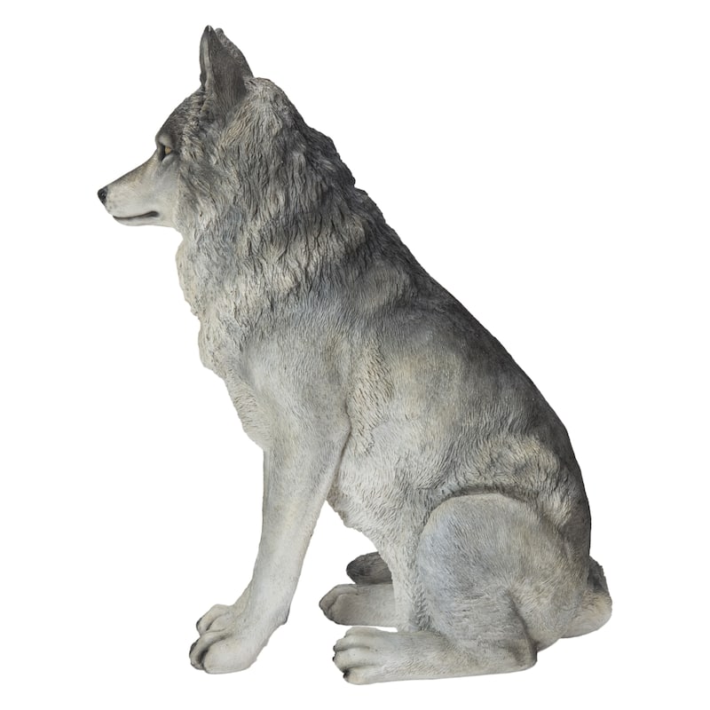Sitting Gray Wolf Statue