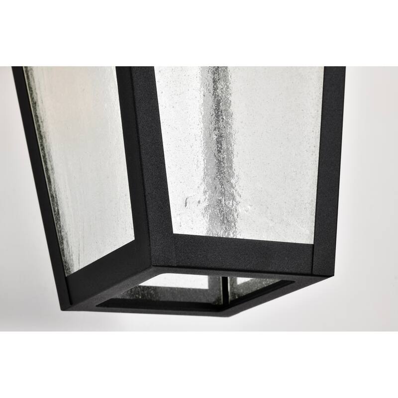 Lawrence 1 Light Large Wall Lantern Matte Black with Clear Seeded Glass