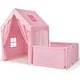 preview thumbnail 13 of 28, Gymax Kids Play Tent w/Playpen Yard Door Curtains Windows Star Lights