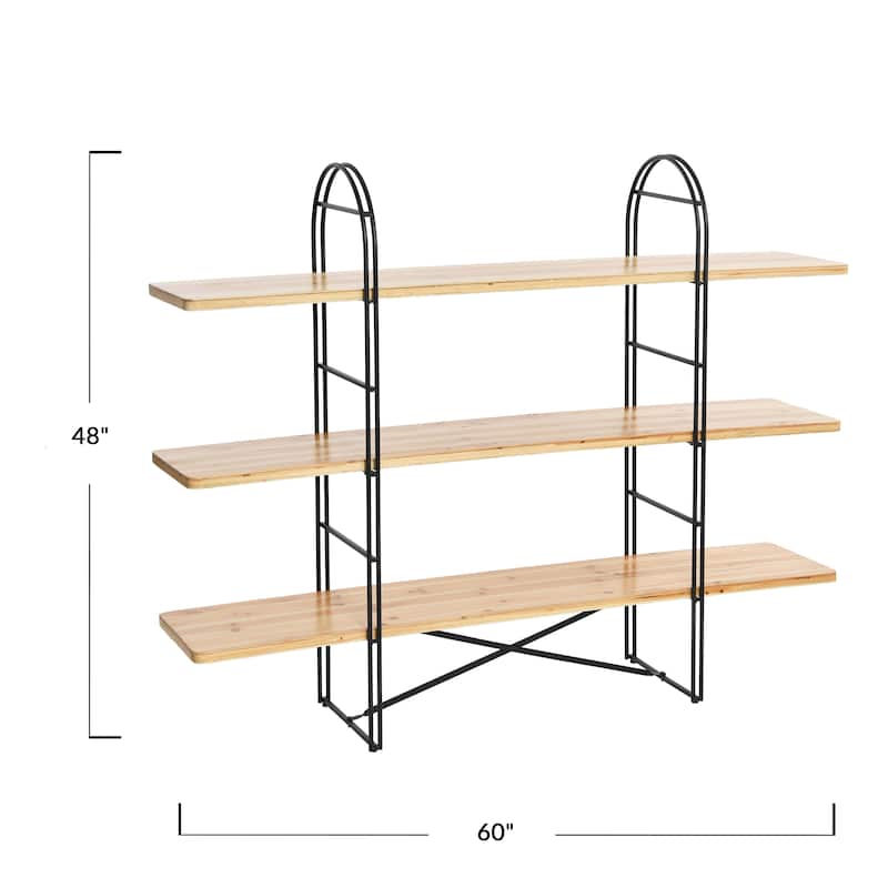 Wood and Metal Adjustable Shelving Unit - N/A