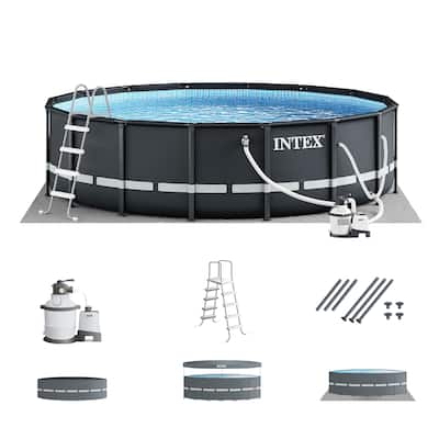 Intex Ultra XTR 16ft x 48in Outdoor Frame Above Ground Swimming Pool Set w/ Pump