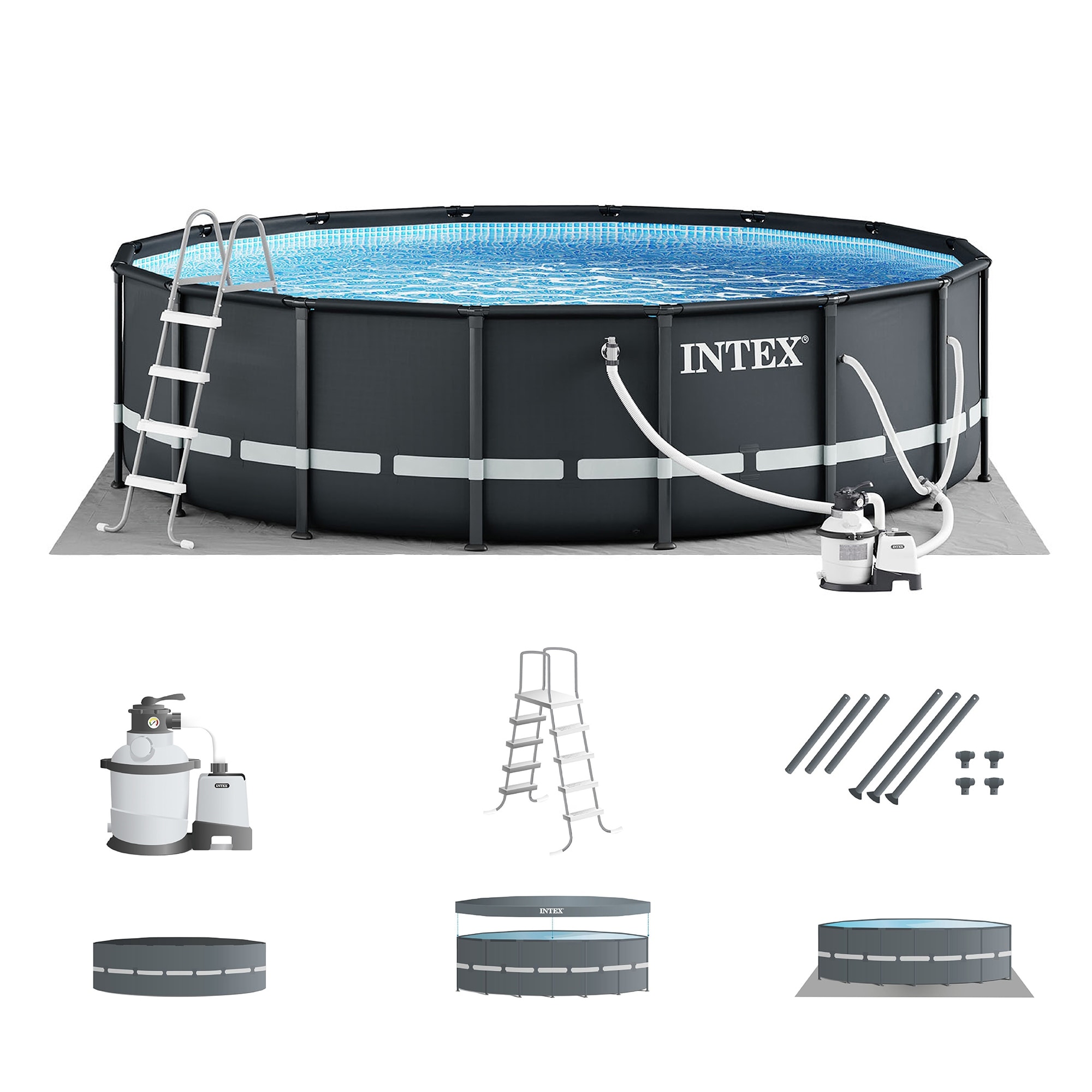 Intex Ultra XTR 16ft x 48in Outdoor Frame Above Ground Swimming Pool Set w/ Pump