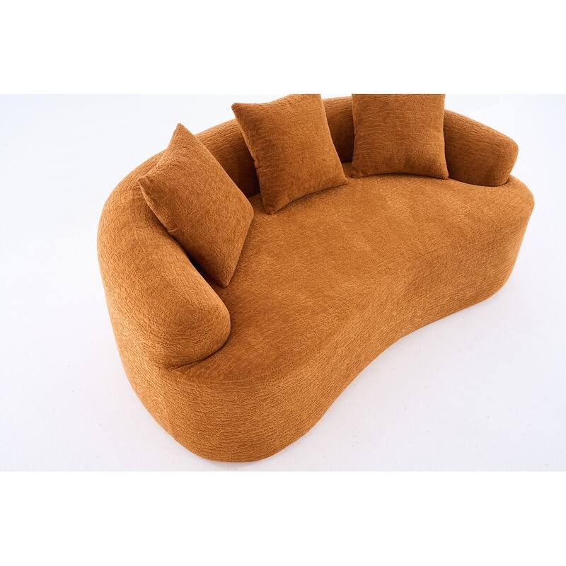 Curved Loveseat White Full Compression Sponge Sofa