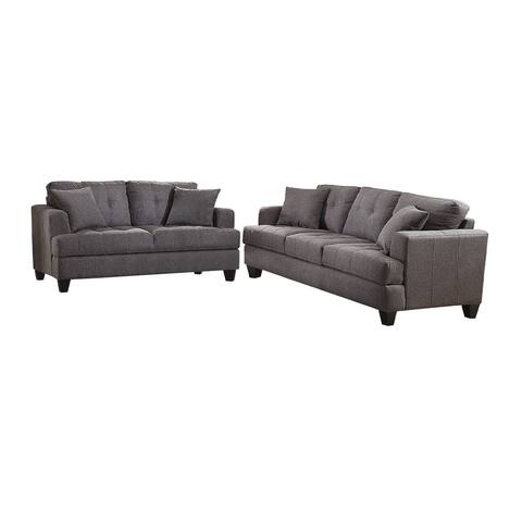 2 Piece Upholstered Sofa Set in Charcoal