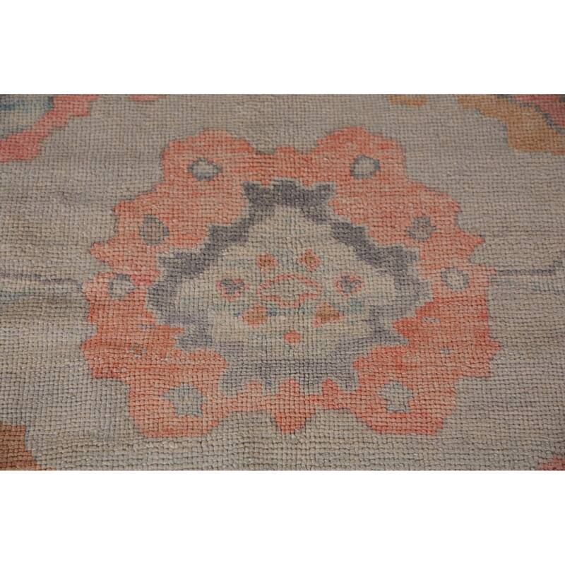 Hand Knotted Oriental 100% Wool Carpet Transitional All-Over Beige & Ivories Oushak Area Rug - 11' 9'' X 9' 4''