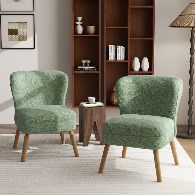 2SET Mid Century Linen Accent Chair