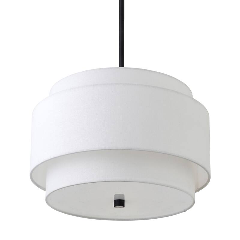 Solomon 16" Wide 2-Light Pendant with Tiered Fabric Shade - 16" Wide