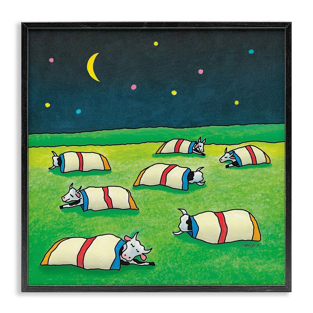 Stupell Pasture Cows Bedtime Framed Giclee Art Design By Roger Straub