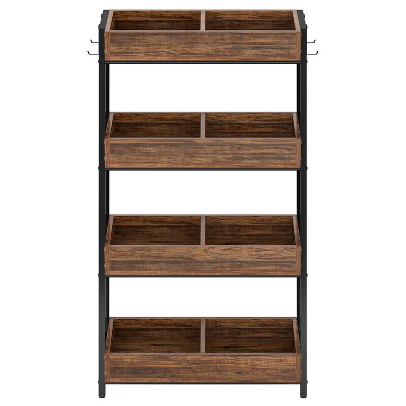 30" 4-Tier Retail Display Rack, Rustic Brown & Black Finish
