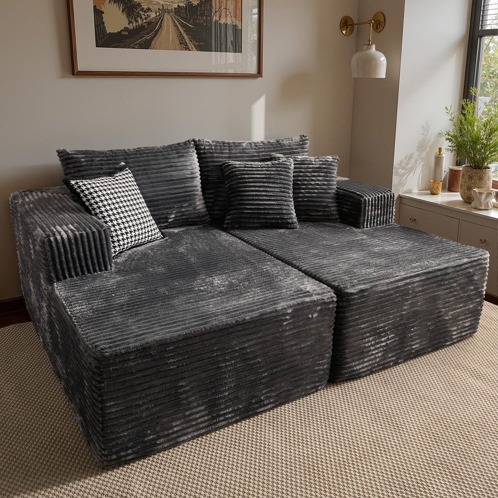 OVIOS Plush Sponge Double Chaise Lounge Sofa