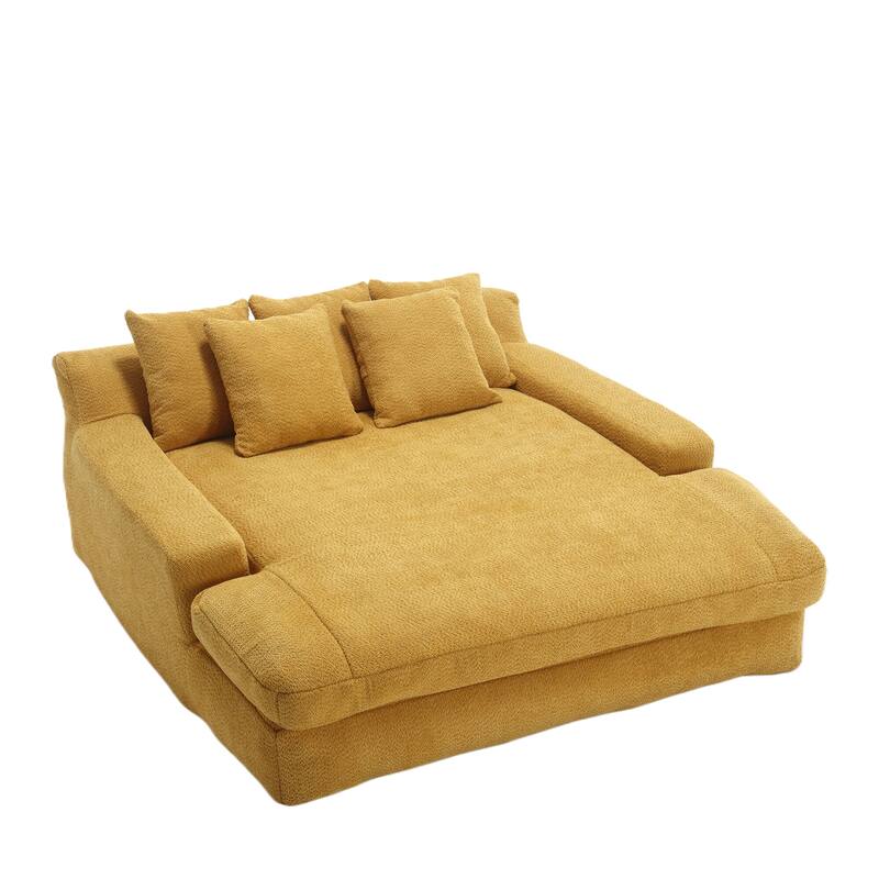 Seersucker 2-seater lazy sofa bed With 2 back pillows , 2 toss pillows,Comfy Sofa- Deep Seat Couch