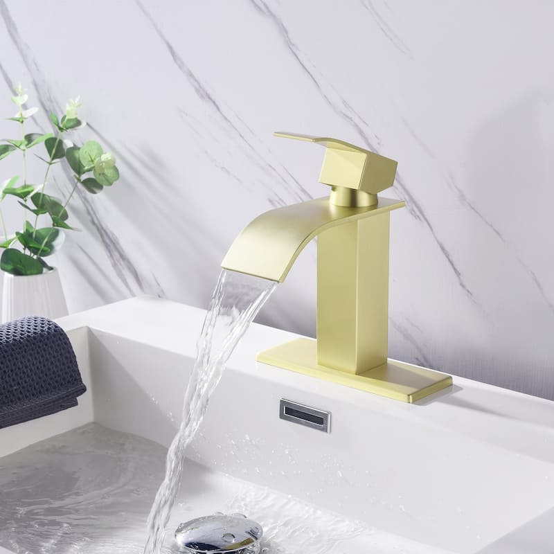 Modern Single Handle Sink Vanity Bathroom Faucet with Waterfall Spout, Anti Corrosion, Anti Rust, Easy Clean