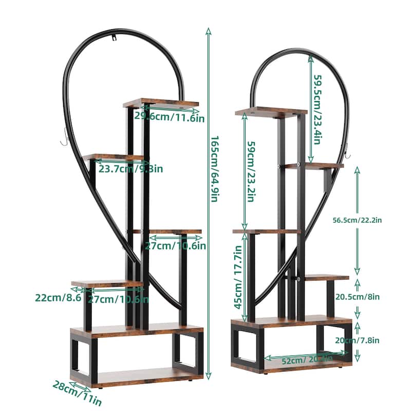 Large 2 Pack Metal Plant Stand Heart Shaped Heavy Duty Garden Flower Ladder Rack
