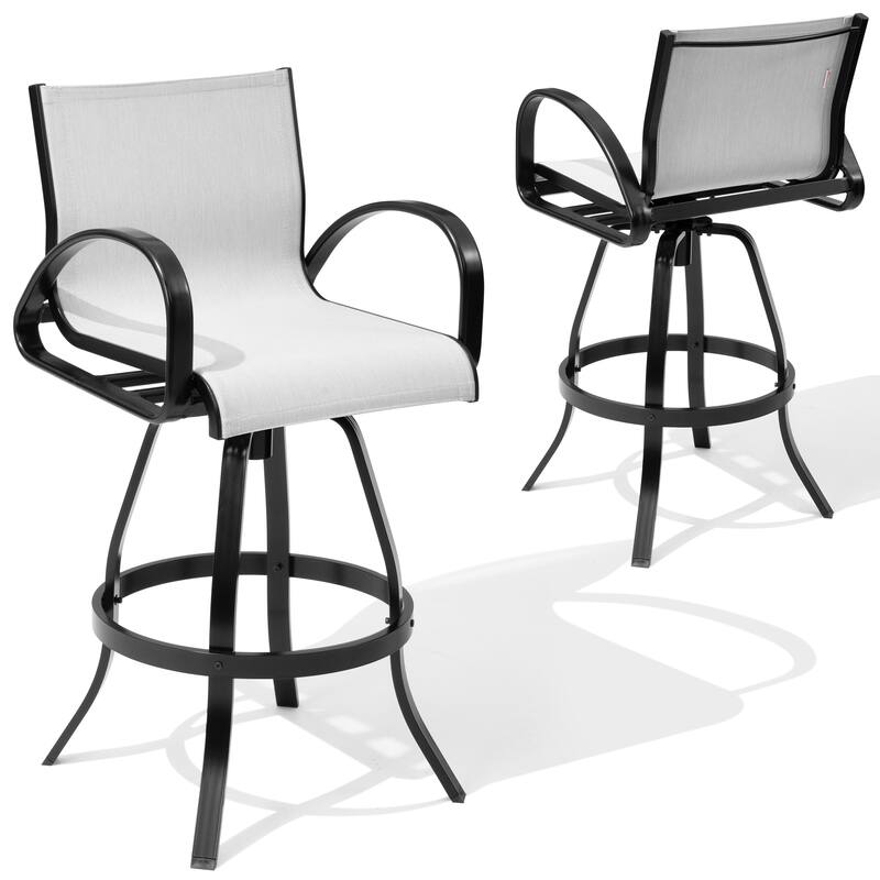 Crestlive Products Outdoor Patio All-weather Aluminum Swivel Bar Stools Sunbrella