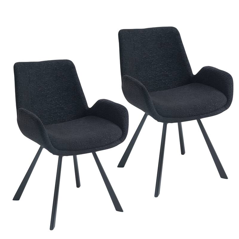 Modern Fabric & Metal Swivel Dining Chair, Set of 2