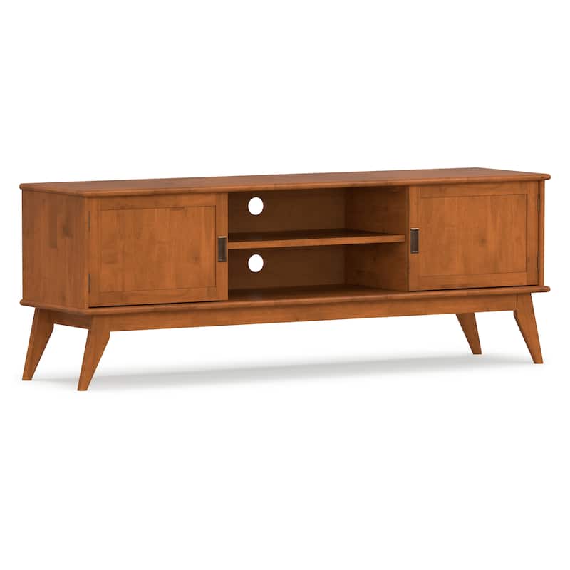 WYNDENHALL Tierney SOLID HARDWOOD 72 inch Wide Modern TV Media Stand in Teak Brown For TVs up to 80 inches