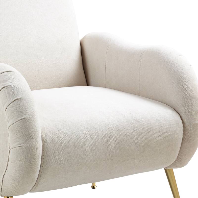 Fabric Armchair, Comfy Upholstered Single Sofa Chair with Metal Gold Legs, Modern Reading Chair for Living Room, Bedroom