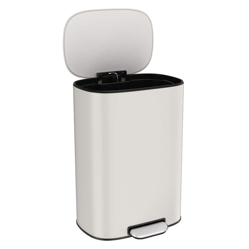 Black Grey 13 Gallon 50L Step-on Kitchen Trash Can with Soft Close for Home,Office