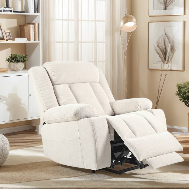 Snowflake Velvet Fabric Power Lift Recliner w/Extended Footrest