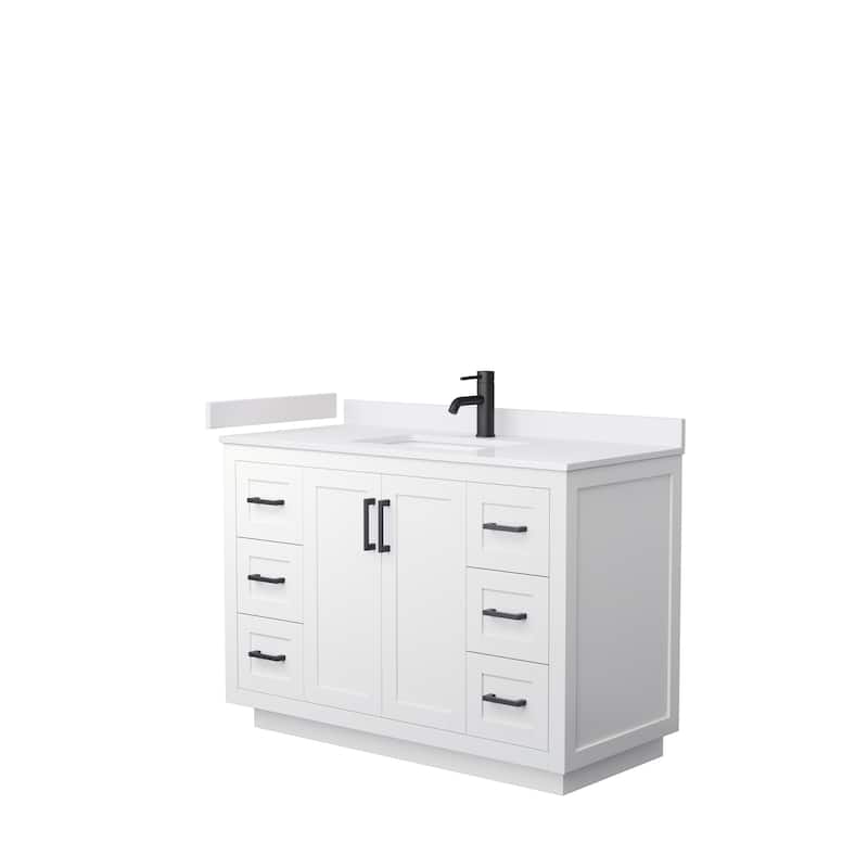 Miranda Single Vanity Set, Cultured Marble Top, No Mirror - 48-Inch Single - White, Black Trim, White Cultured Marble Top