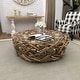 preview thumbnail 60 of 63, Brown Driftwood Handmade Collage and Pedestal Base Coffee Table with Tempered Glass Top - 48" round x 16"