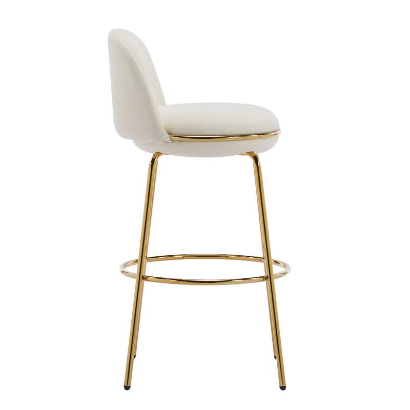 Christopher Knight Home - Rio Claro 37.75" Gold Metal Barstool Set with Beige Upholstery for Kitchen Island or Home Bar