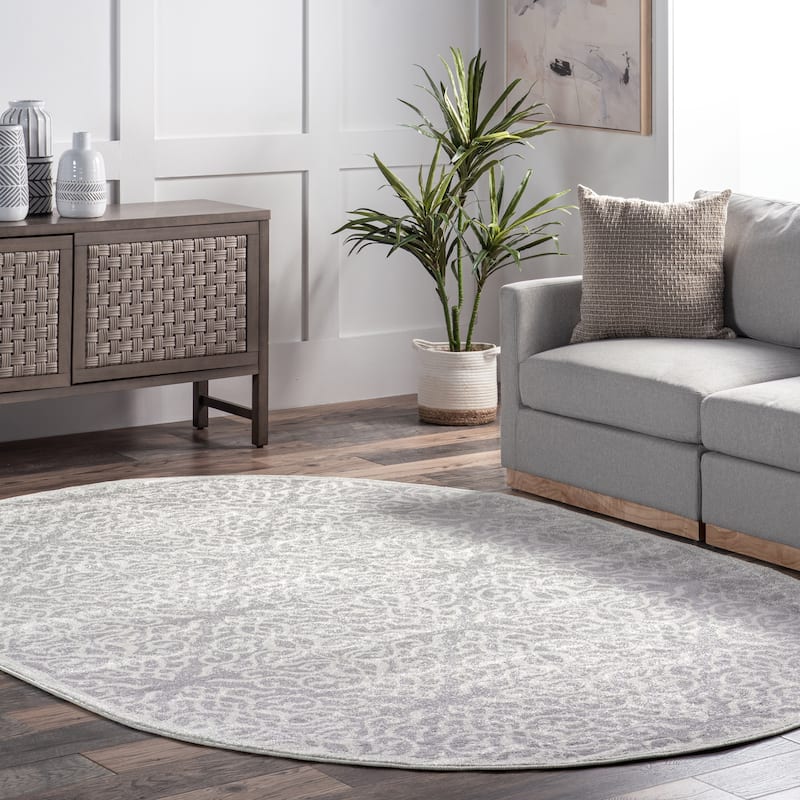Nuloom Sally Faded Trellis Area Rug - 6'7" x 9' Oval - Grey