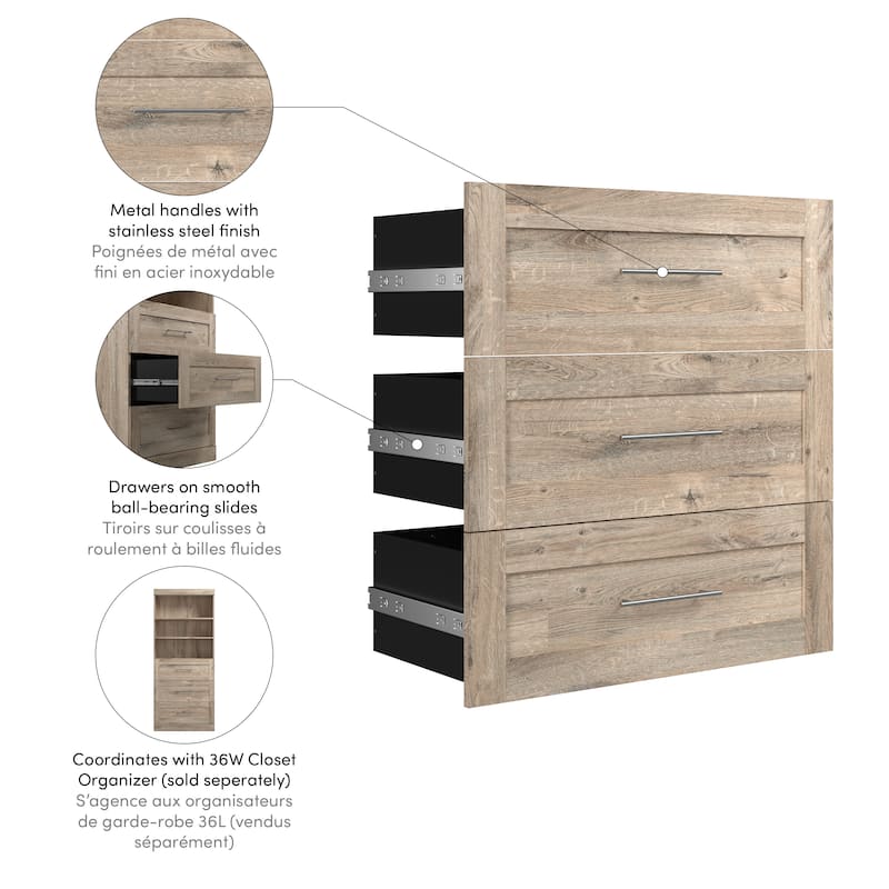 Pur 3 Drawer Set for Pur 36W Closet Organizer by Bestar