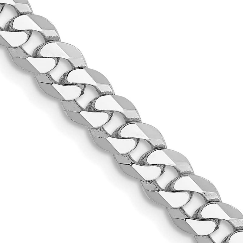 Curata 14k White Gold Solid Polished 4.5mm Flat Curb Chain Bracelet Lobster Claw