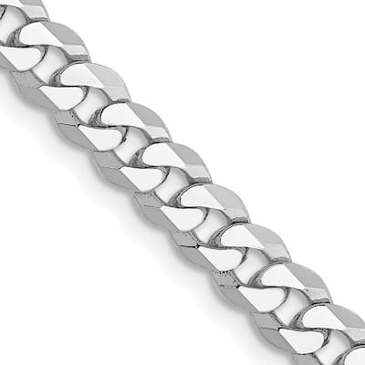 Curata 14k White Gold Solid Polished 4.5mm Flat Curb Chain Bracelet Lobster Claw