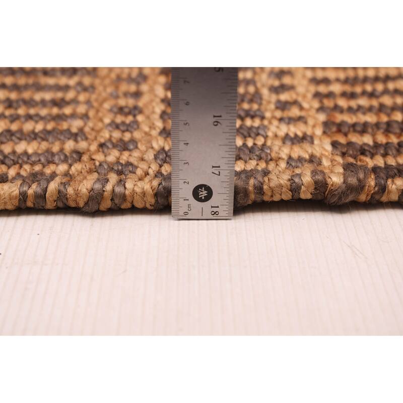 ECARPETGALLERY Braided Weave Palas Denizli Light Brown Jute Rug - 5'5 x 7'6