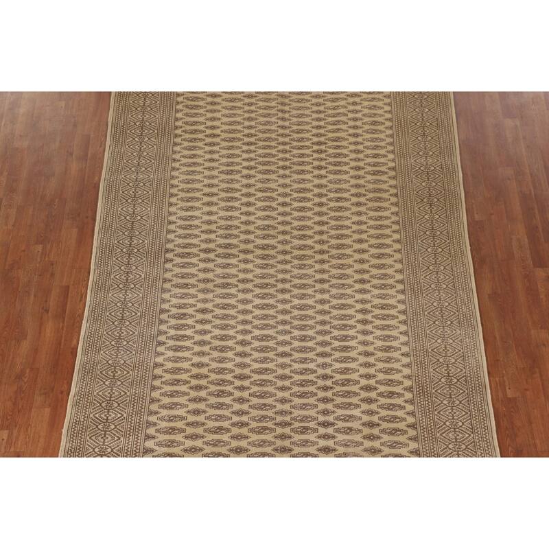 Geometric Turkoman Persian Vintage Area Rug Hand-Knotted Wool Carpet - 6'7"x 9'8"