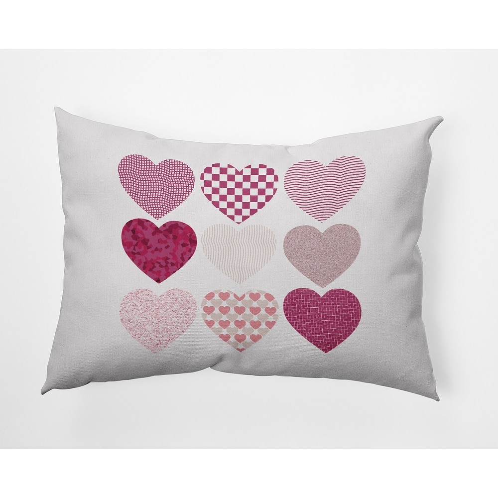 Patterned Hearts Valentines Day Decorative Throw Pillow
