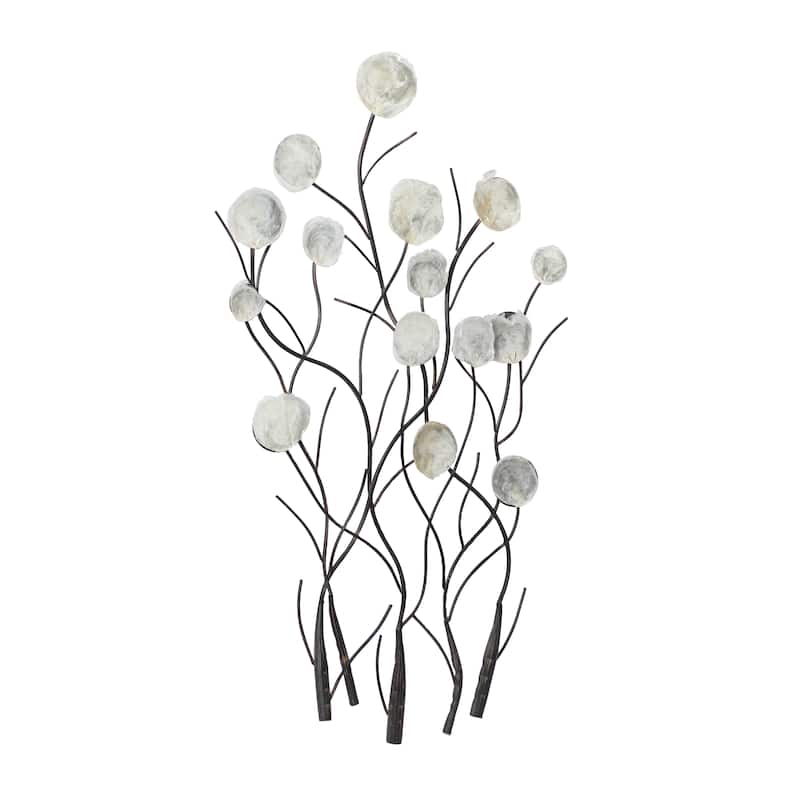 Capiz Shell Floral Wall Decor with Capiz Accents - White - Roche River Decor