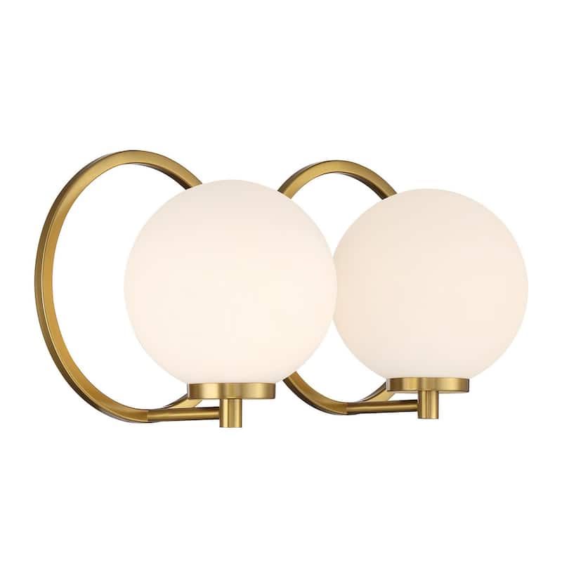 Alhambra 2-Light Bathroom Vanity Light in Matte Black with Warm Brass
