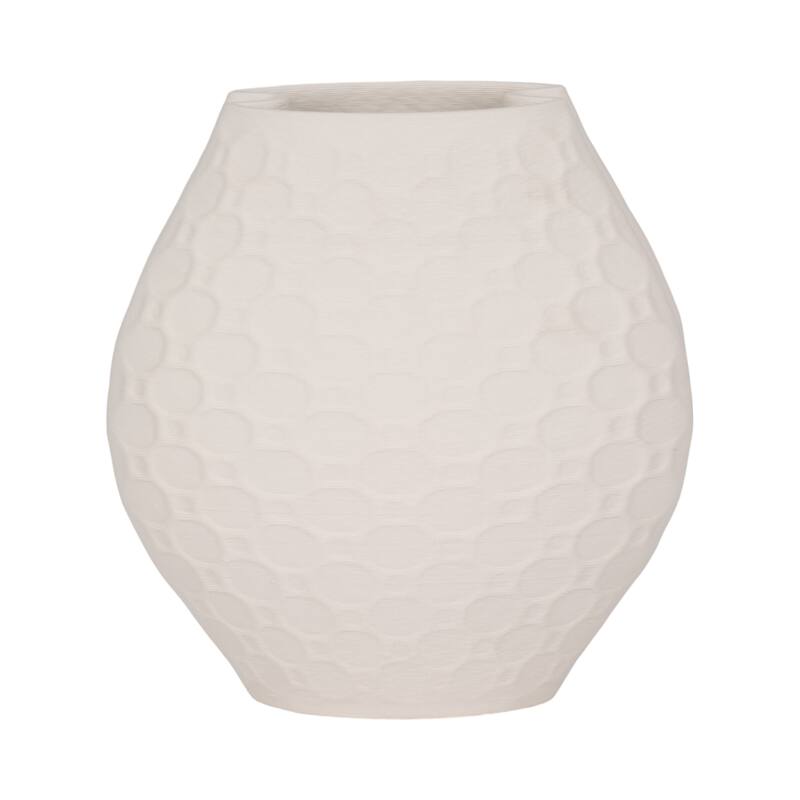 Sagebrook Home Elphantine 3D Printed Vase, Ivory/Beige, Bud, Texture