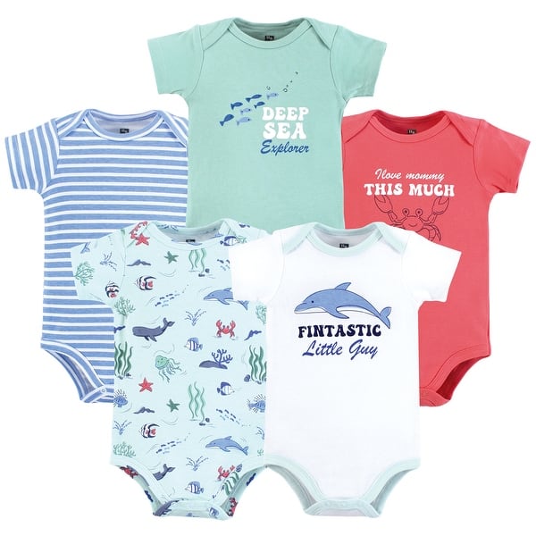 slide 1 of 1, Hudson Baby Infant Boy Cotton Bodysuits, Sea World 0-3 Months - Sea World