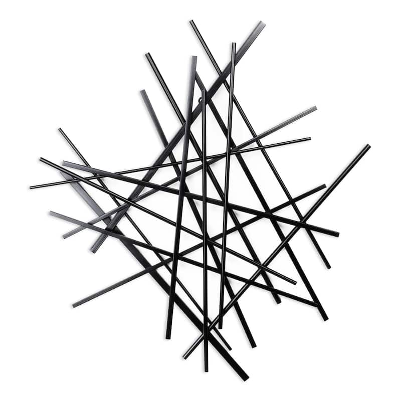 Avalon Metallic Linear Bars Abstract Hanging Wall Art - 28.5" - Black