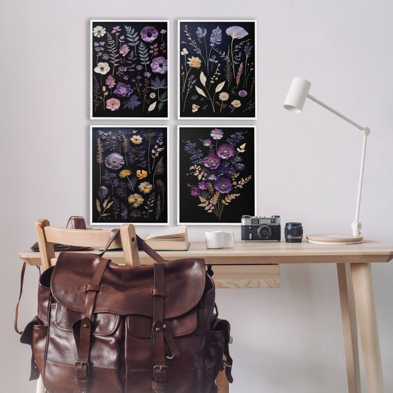 Stupell Dimensional Cottage Flower Sprigs Framed Giclee Art Design By Heidi Kuntz (Set of 4)